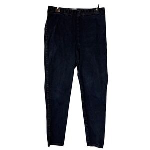 French Dressing Jegging Jeans Womens 10 Blue Dark Wash High Rise Pull On Stretch